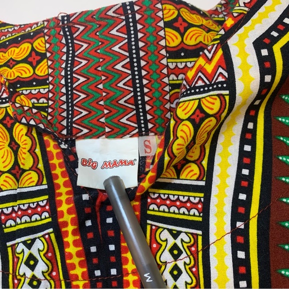 Big Mama Dashiki Hippie Maroon Color Traditional African Top Shirt Size Small - Picture 5 of 7